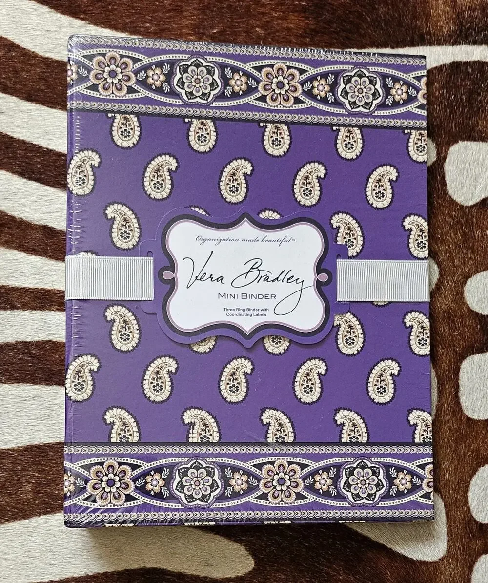 Rare Vera Bradley Mini Binder Retired Pattern Violet Paisleys